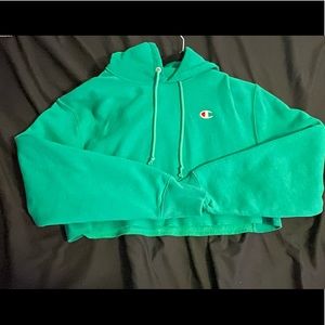 champion green cropped hoddie in size medium…